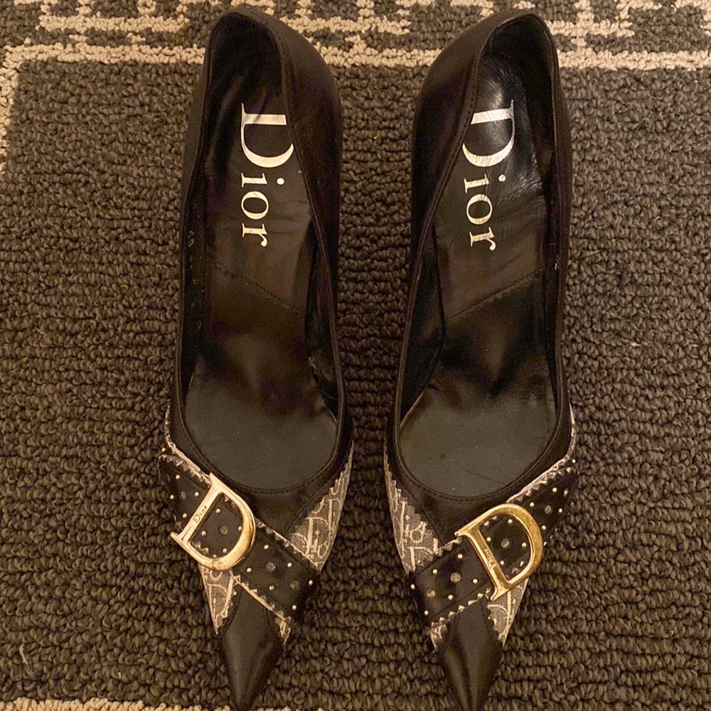 Dior Black Monogram Logo Heels